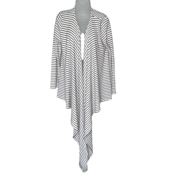 HUMMINGBIRD White & Black Stripe Drape Front Cardigan Women’s - Picture 8 of 9